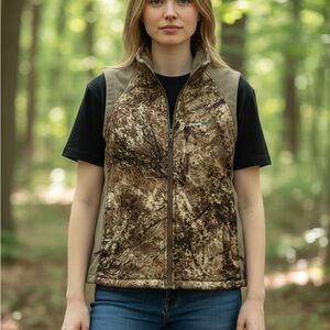 Cabela's Outfit Her Size Women’s Medium Zonz Western Full Zip Lined Camo Vest